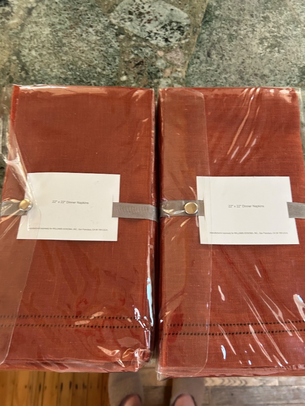 Williams Sonoma Hemstitched Linen Napkins 2 packages 8 napkins NEW